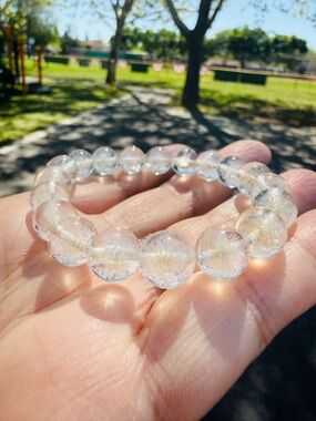 Himalayan Clear Crystal Bead Stretch Bracelet Spiritual Alignment & Clarity